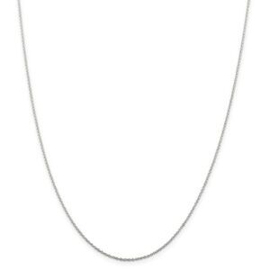1mm Rhodium Plated Sterling Silver Solid Cable Chain Necklace, 24 Inch